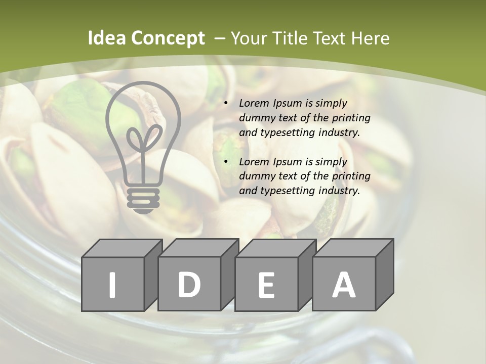 A Glass Jar Filled With Pistachios On Top Of A Table PowerPoint Template