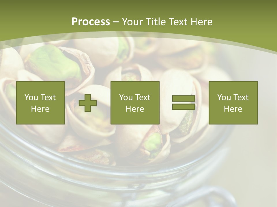 A Glass Jar Filled With Pistachios On Top Of A Table PowerPoint Template