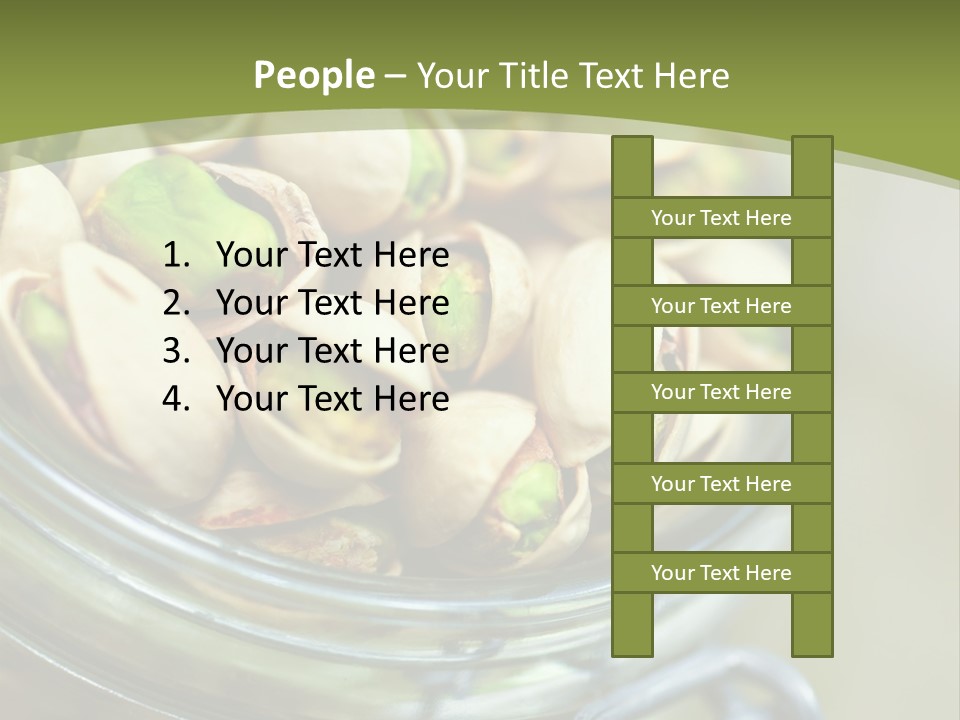 A Glass Jar Filled With Pistachios On Top Of A Table PowerPoint Template