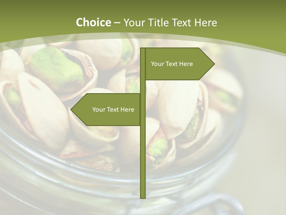 A Glass Jar Filled With Pistachios On Top Of A Table PowerPoint Template