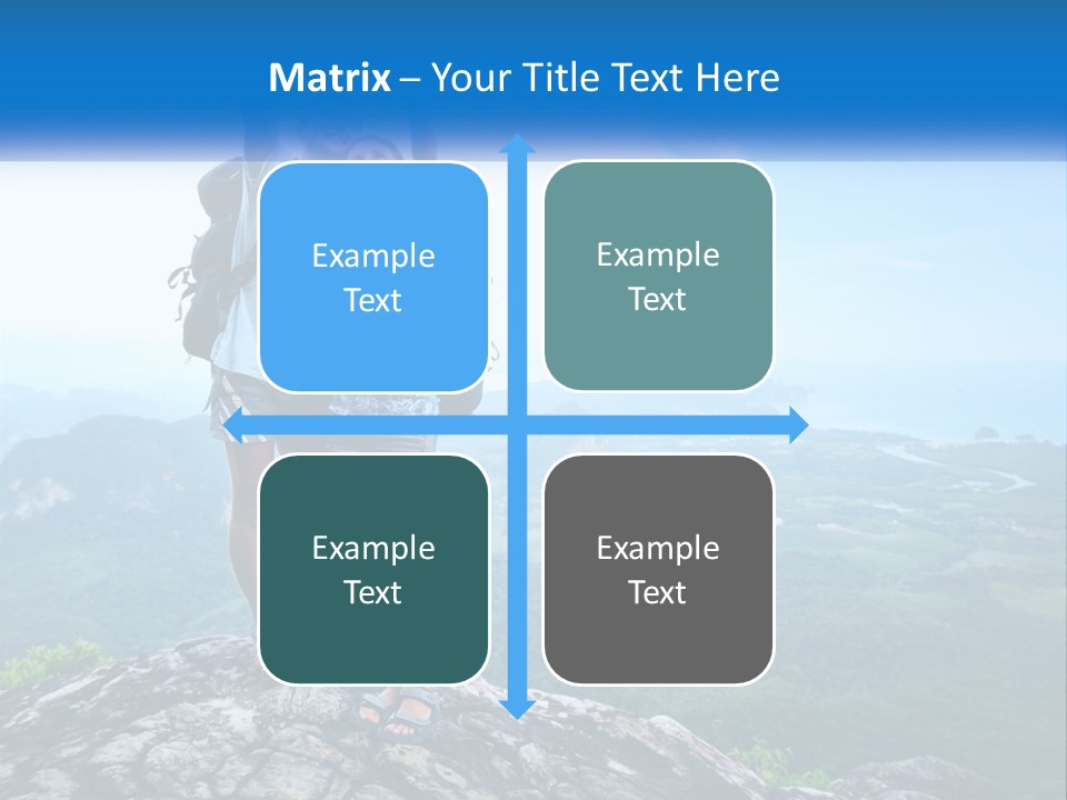 A Couple Of People Standing On Top Of A Mountain PowerPoint Template