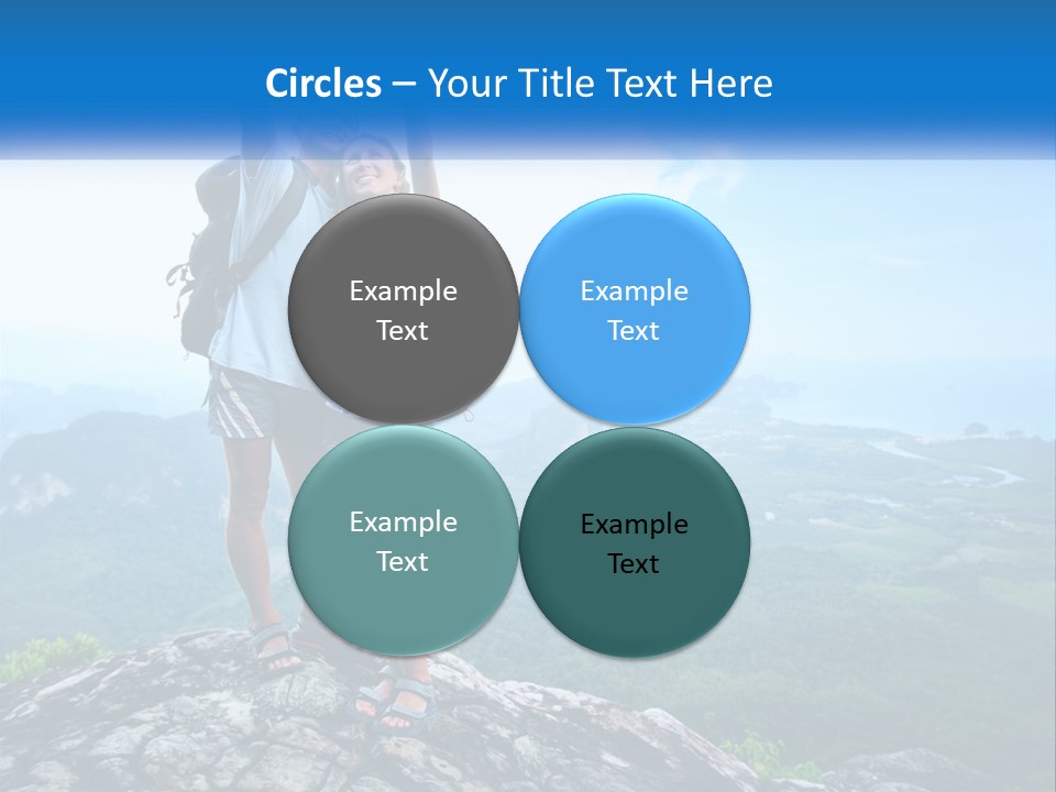 A Couple Of People Standing On Top Of A Mountain PowerPoint Template