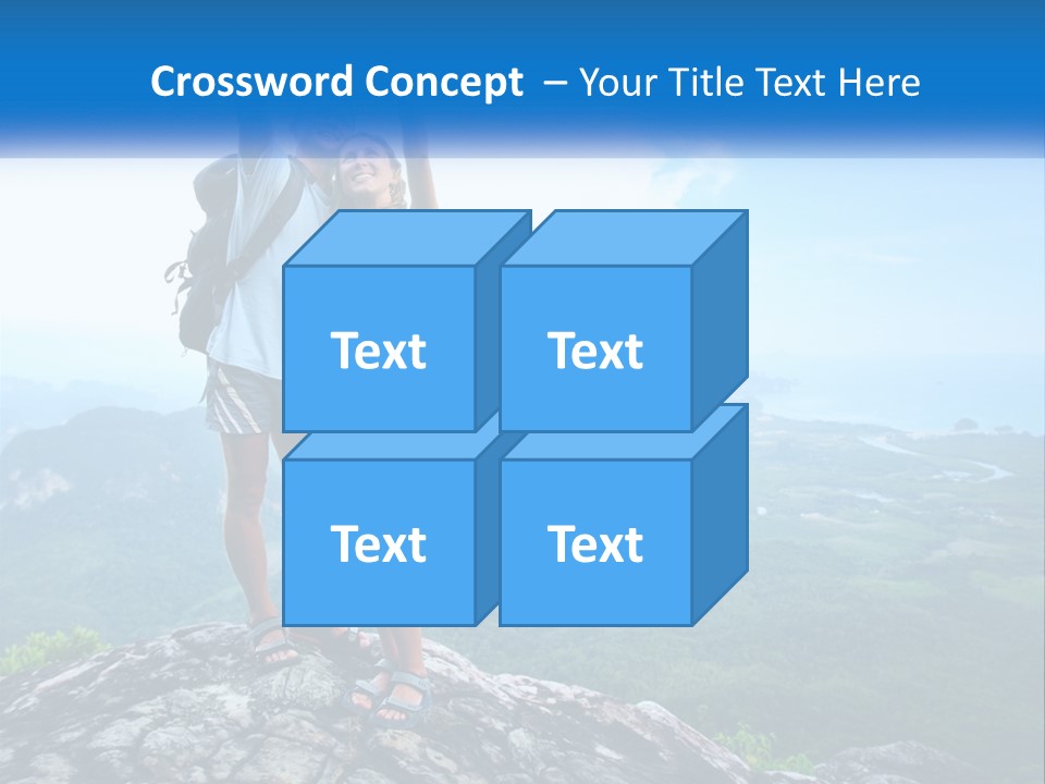 A Couple Of People Standing On Top Of A Mountain PowerPoint Template