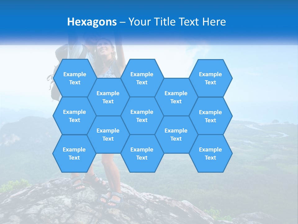 A Couple Of People Standing On Top Of A Mountain PowerPoint Template