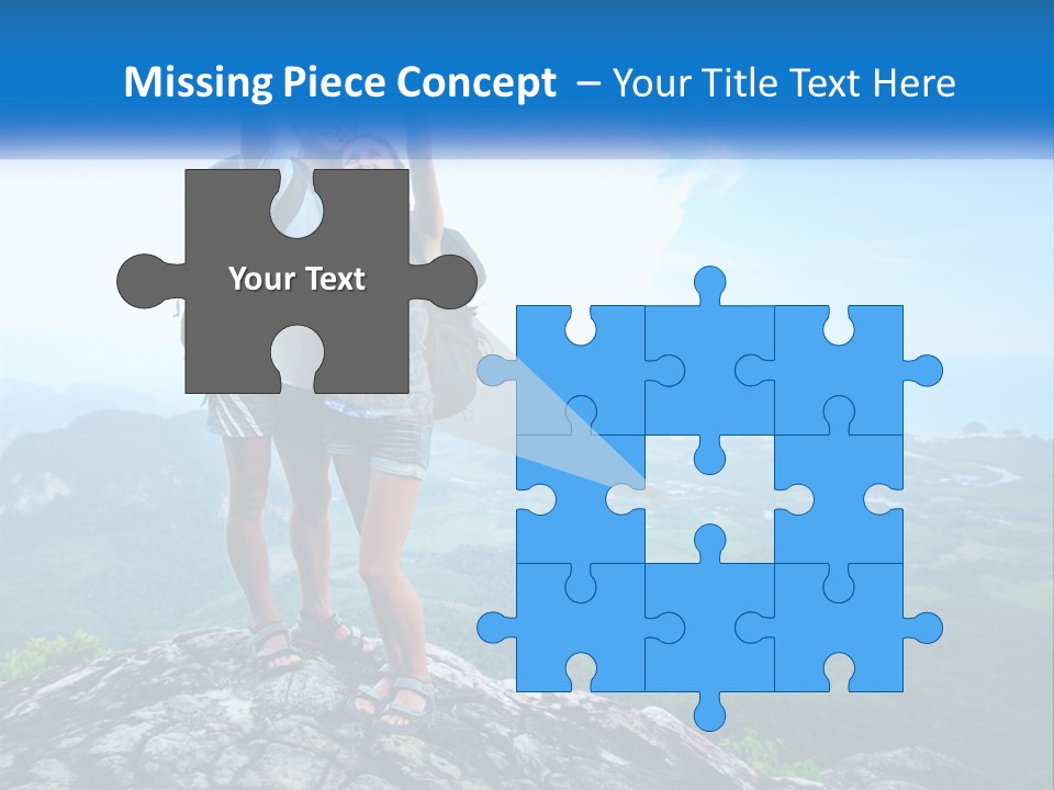 A Couple Of People Standing On Top Of A Mountain PowerPoint Template