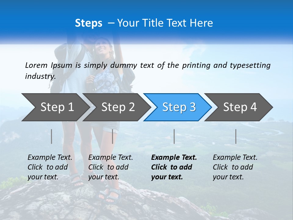 A Couple Of People Standing On Top Of A Mountain PowerPoint Template