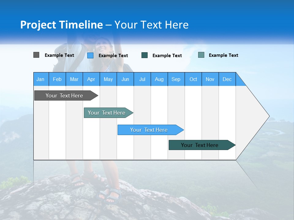 A Couple Of People Standing On Top Of A Mountain PowerPoint Template