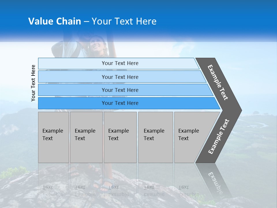 A Couple Of People Standing On Top Of A Mountain PowerPoint Template