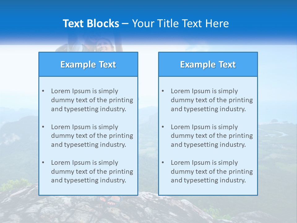 A Couple Of People Standing On Top Of A Mountain PowerPoint Template