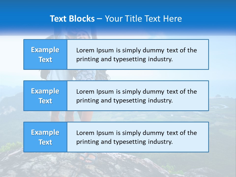 A Couple Of People Standing On Top Of A Mountain PowerPoint Template