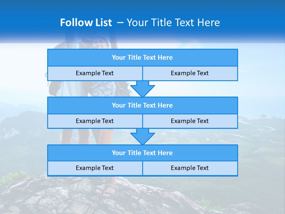 A Couple Of People Standing On Top Of A Mountain PowerPoint Template