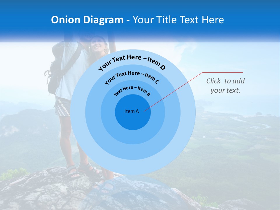 A Couple Of People Standing On Top Of A Mountain PowerPoint Template