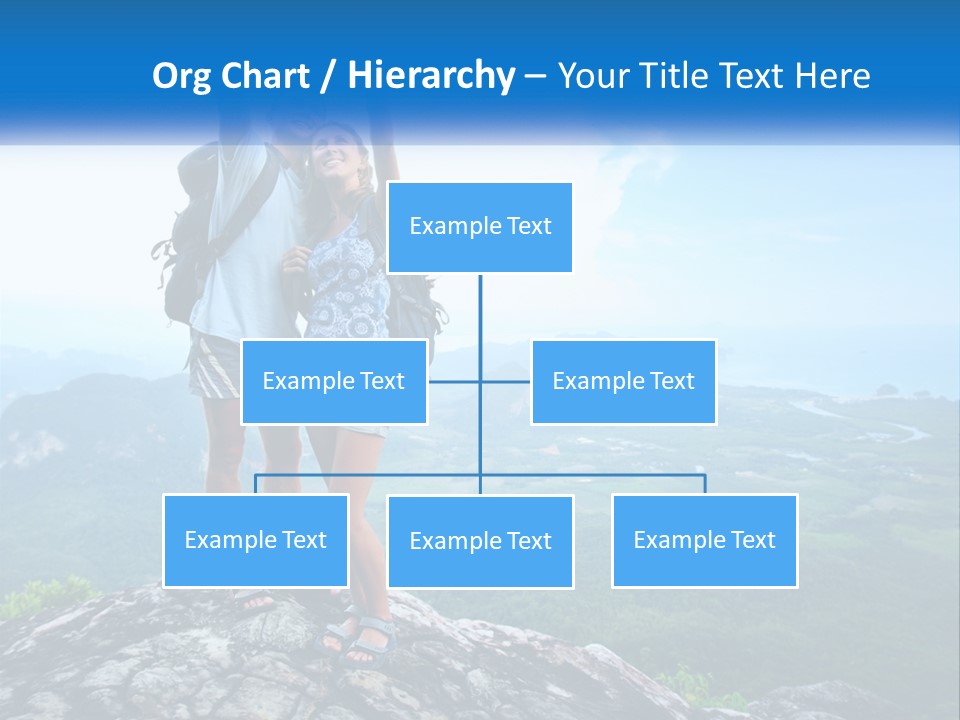 A Couple Of People Standing On Top Of A Mountain PowerPoint Template