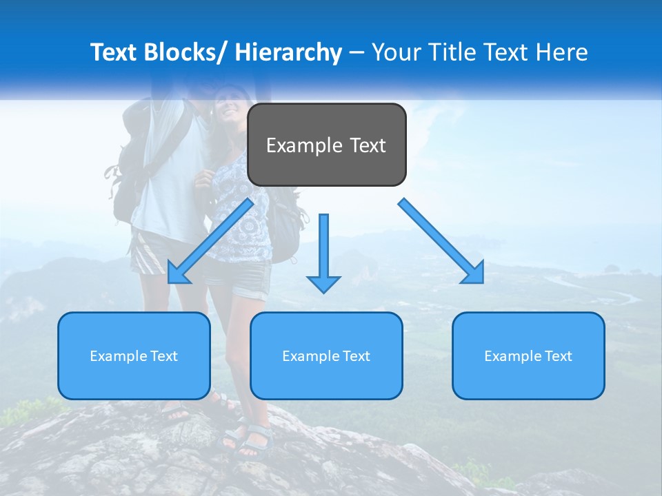 A Couple Of People Standing On Top Of A Mountain PowerPoint Template