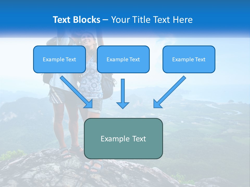 A Couple Of People Standing On Top Of A Mountain PowerPoint Template