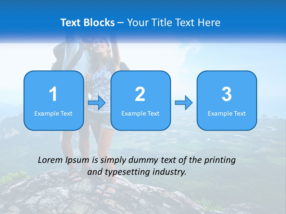 A Couple Of People Standing On Top Of A Mountain PowerPoint Template