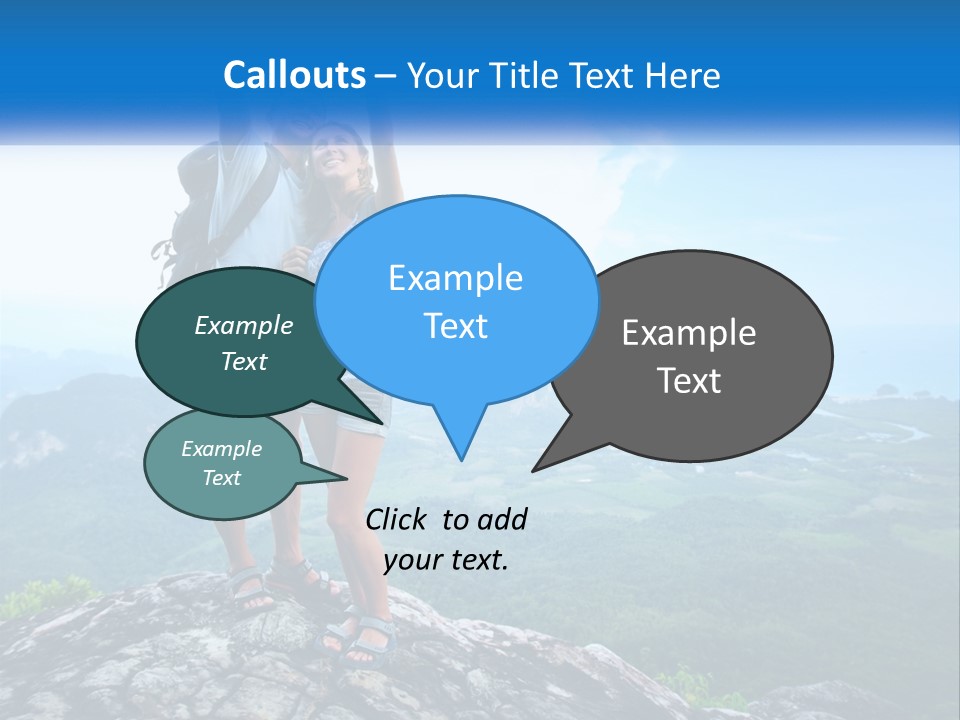 A Couple Of People Standing On Top Of A Mountain PowerPoint Template