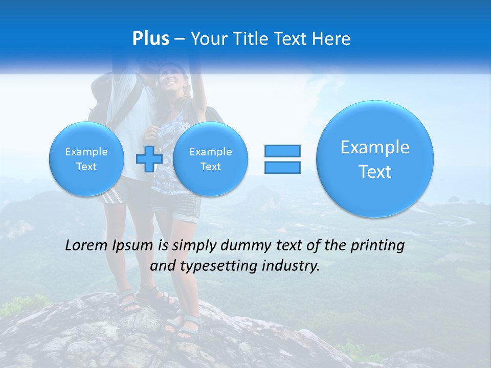 A Couple Of People Standing On Top Of A Mountain PowerPoint Template