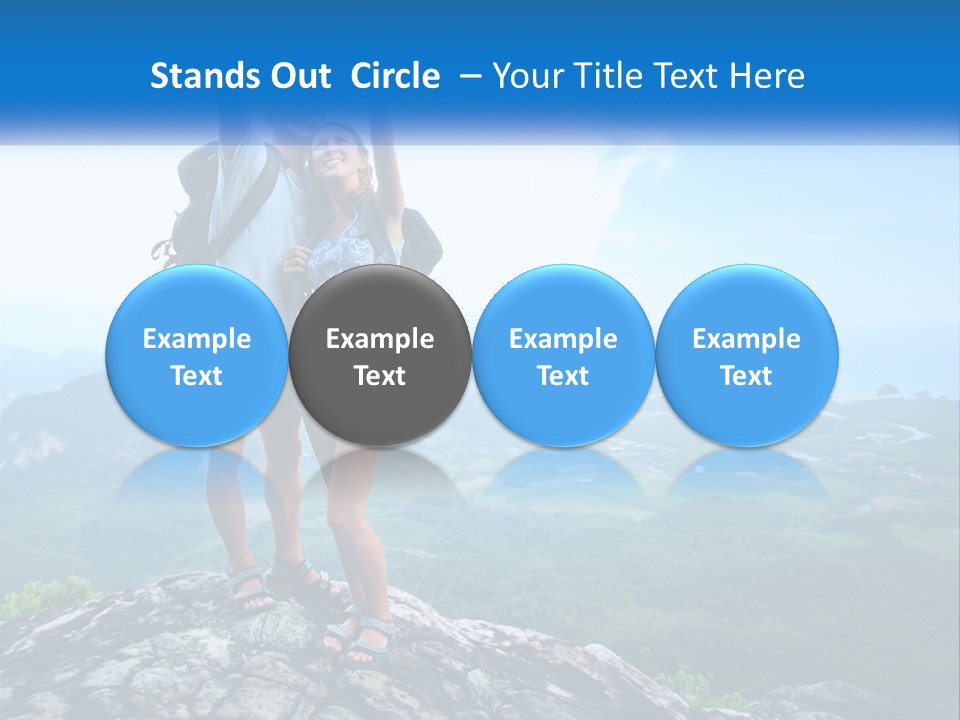 A Couple Of People Standing On Top Of A Mountain PowerPoint Template