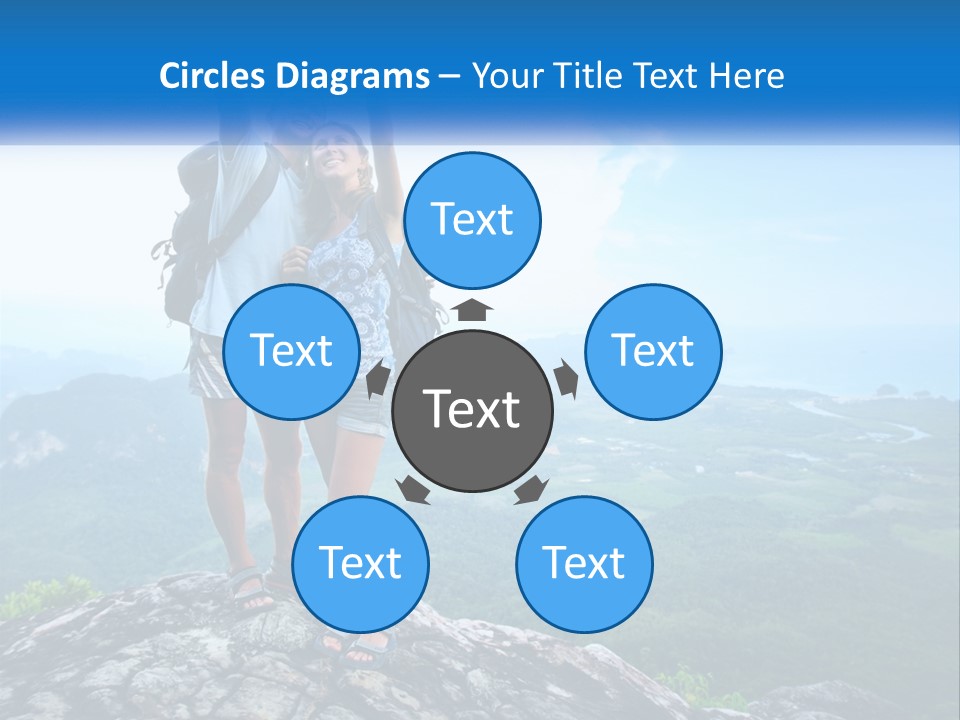 A Couple Of People Standing On Top Of A Mountain PowerPoint Template