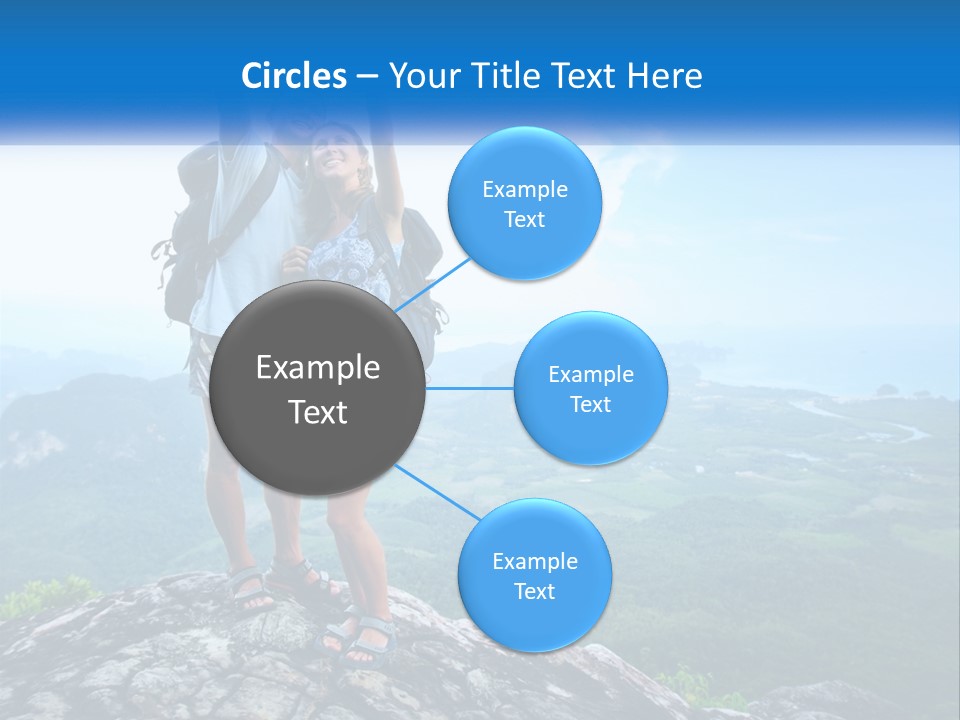 A Couple Of People Standing On Top Of A Mountain PowerPoint Template