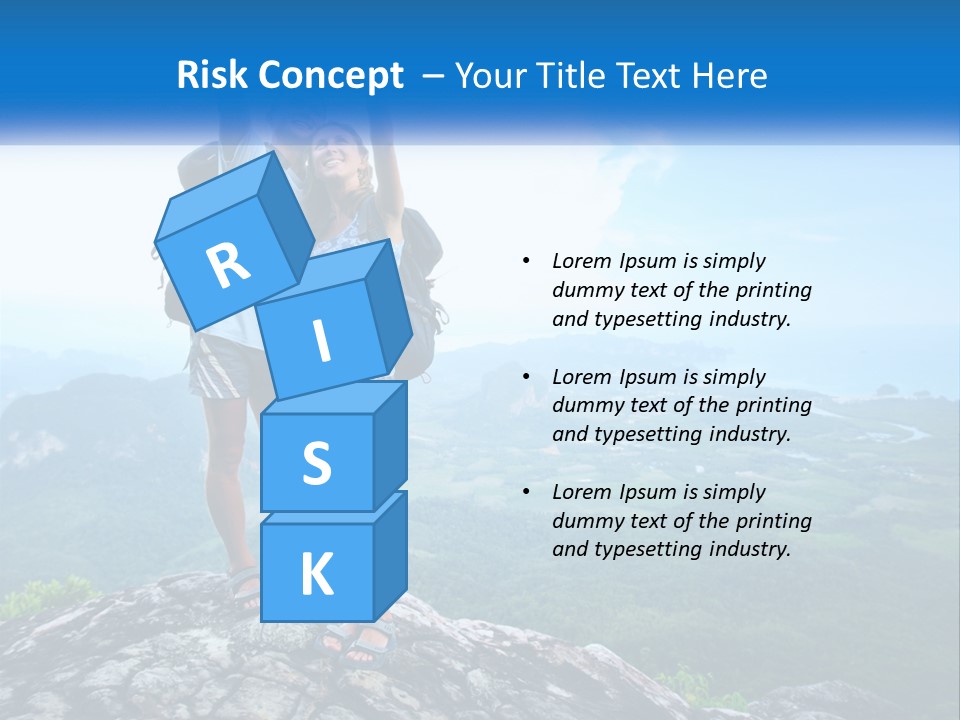 A Couple Of People Standing On Top Of A Mountain PowerPoint Template