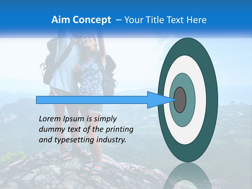 A Couple Of People Standing On Top Of A Mountain PowerPoint Template