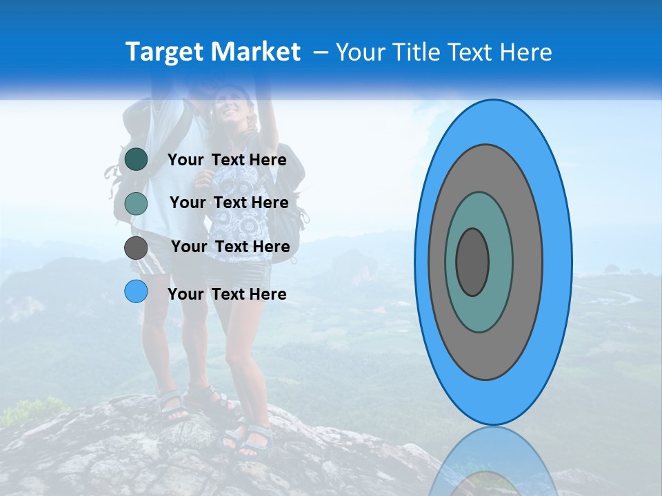 A Couple Of People Standing On Top Of A Mountain PowerPoint Template