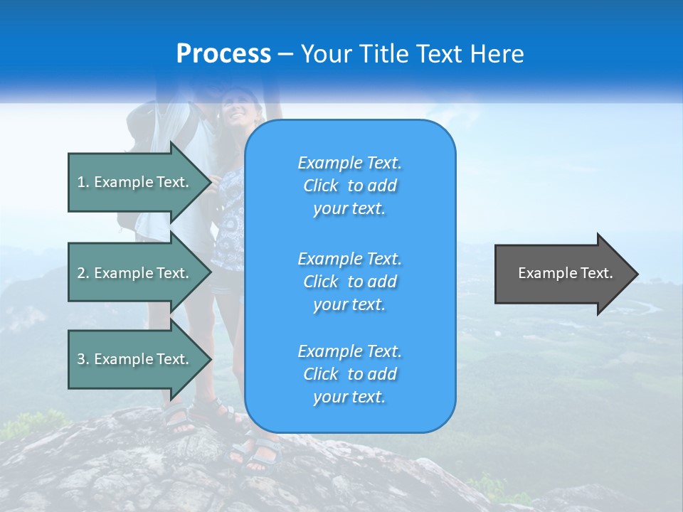 A Couple Of People Standing On Top Of A Mountain PowerPoint Template