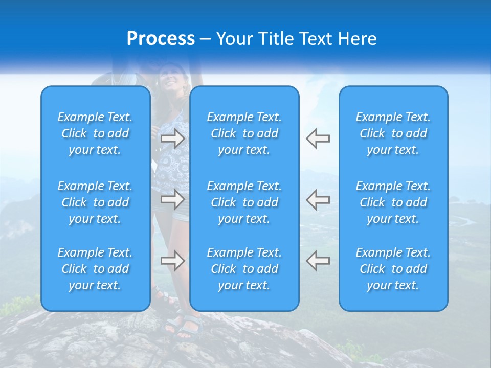 A Couple Of People Standing On Top Of A Mountain PowerPoint Template