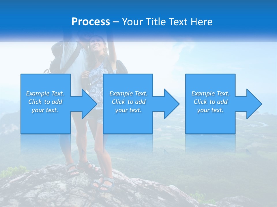 A Couple Of People Standing On Top Of A Mountain PowerPoint Template