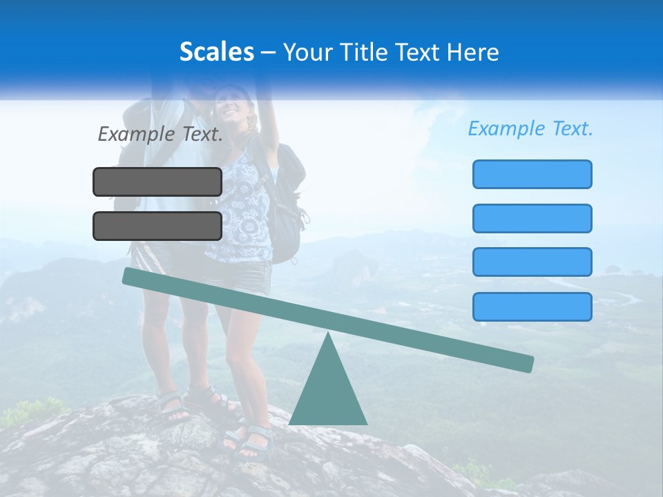 A Couple Of People Standing On Top Of A Mountain PowerPoint Template