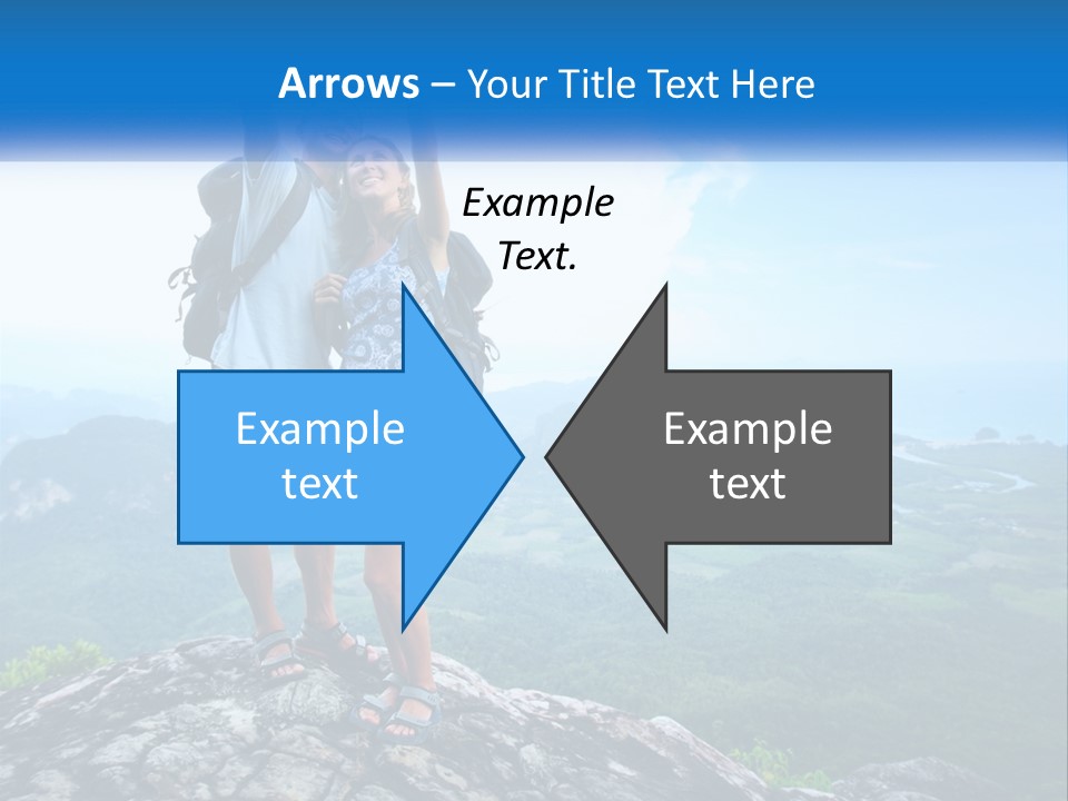 A Couple Of People Standing On Top Of A Mountain PowerPoint Template