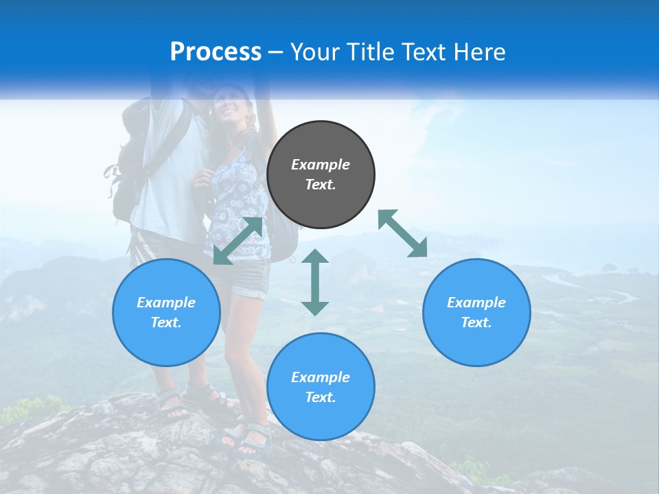 A Couple Of People Standing On Top Of A Mountain PowerPoint Template