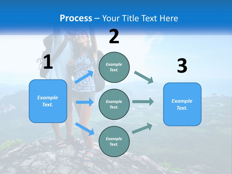 A Couple Of People Standing On Top Of A Mountain PowerPoint Template