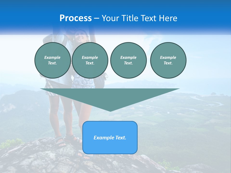 A Couple Of People Standing On Top Of A Mountain PowerPoint Template