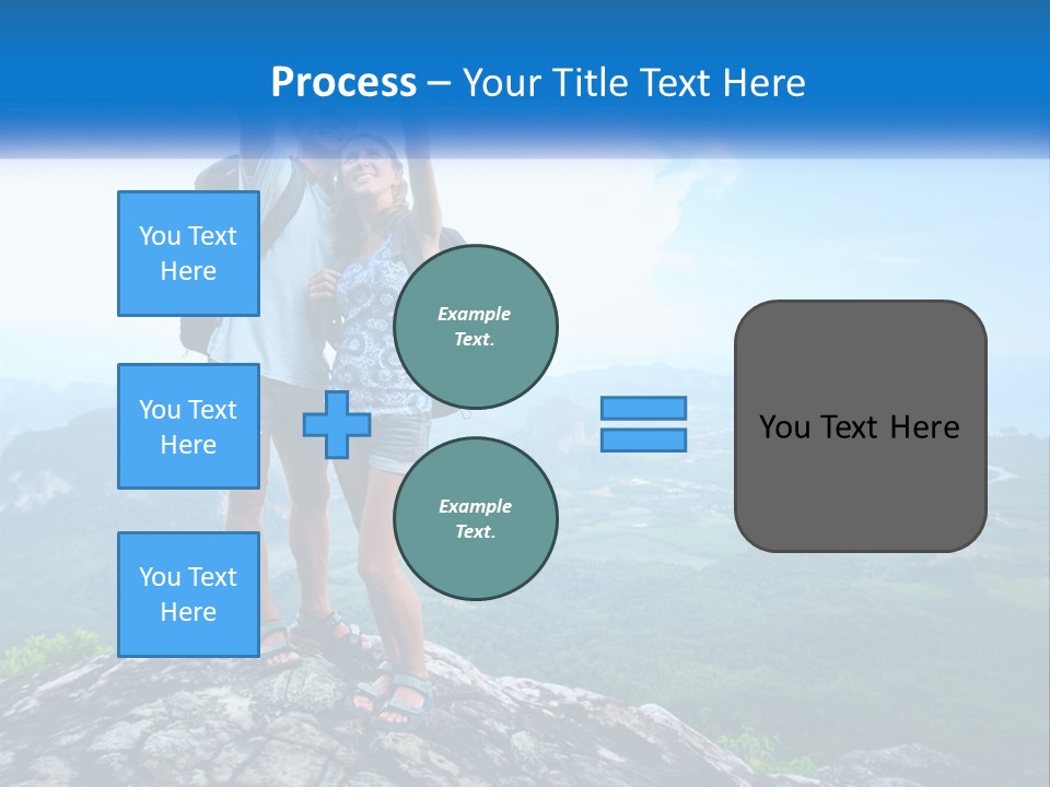 A Couple Of People Standing On Top Of A Mountain PowerPoint Template