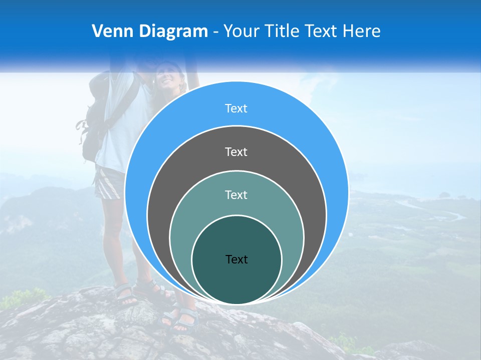 A Couple Of People Standing On Top Of A Mountain PowerPoint Template