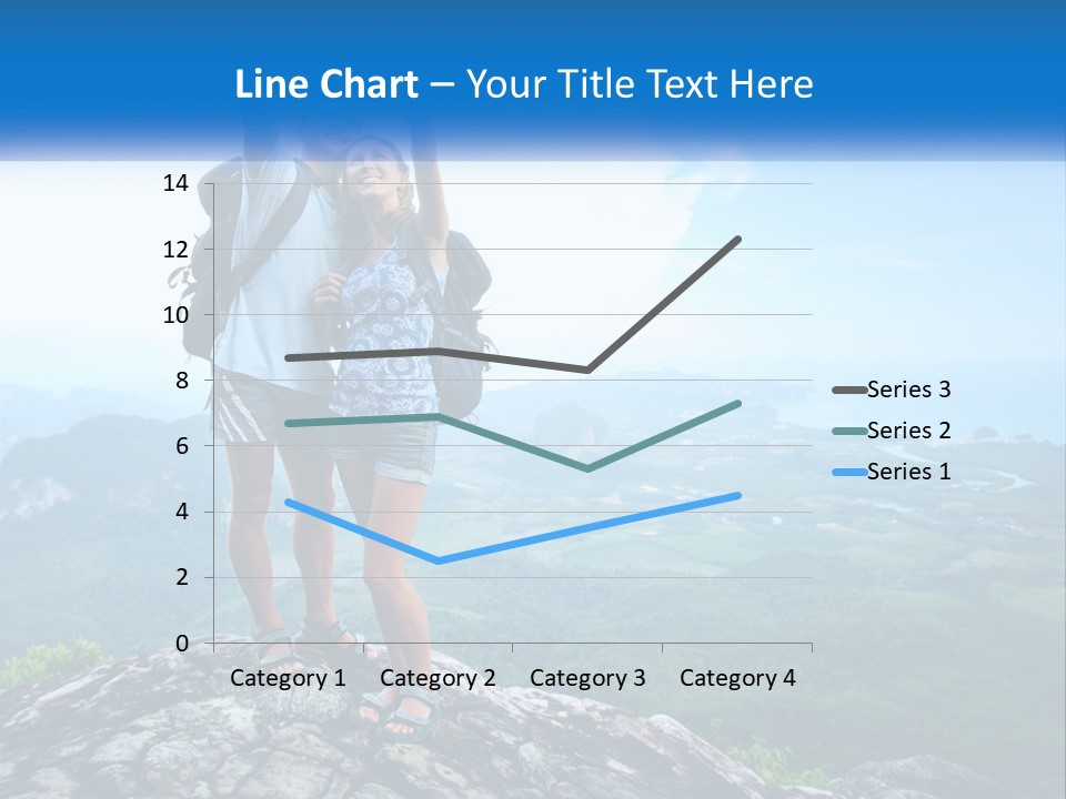 A Couple Of People Standing On Top Of A Mountain PowerPoint Template