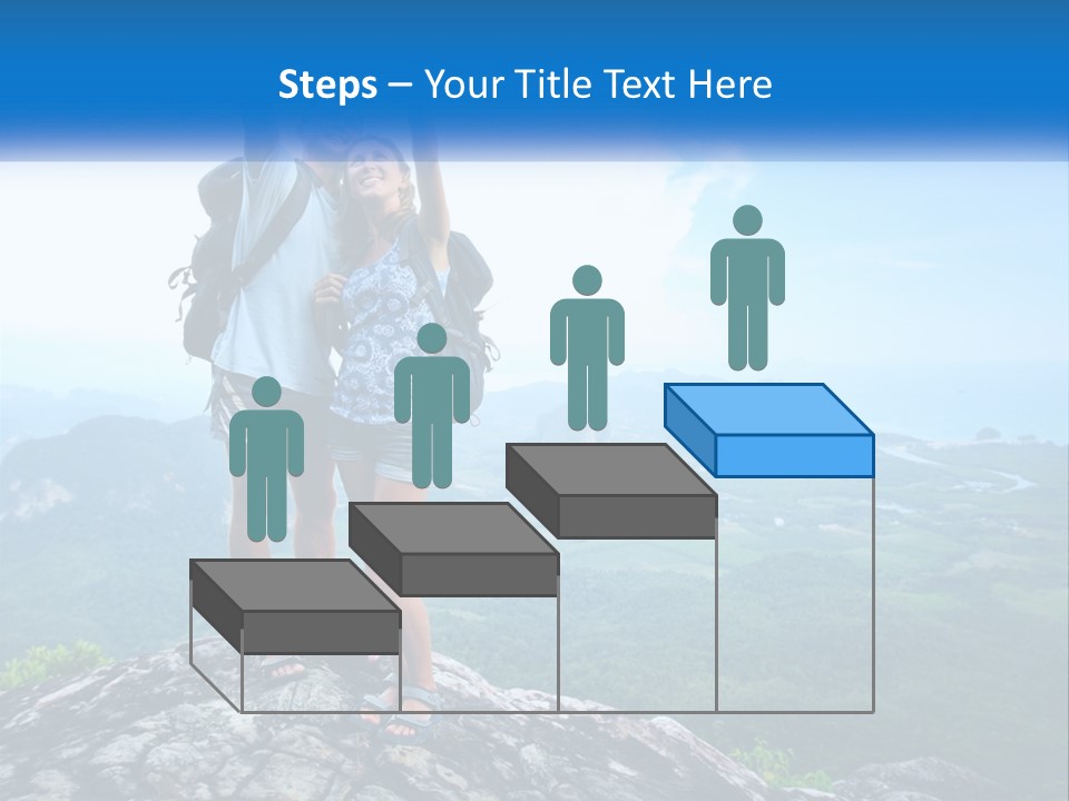 A Couple Of People Standing On Top Of A Mountain PowerPoint Template