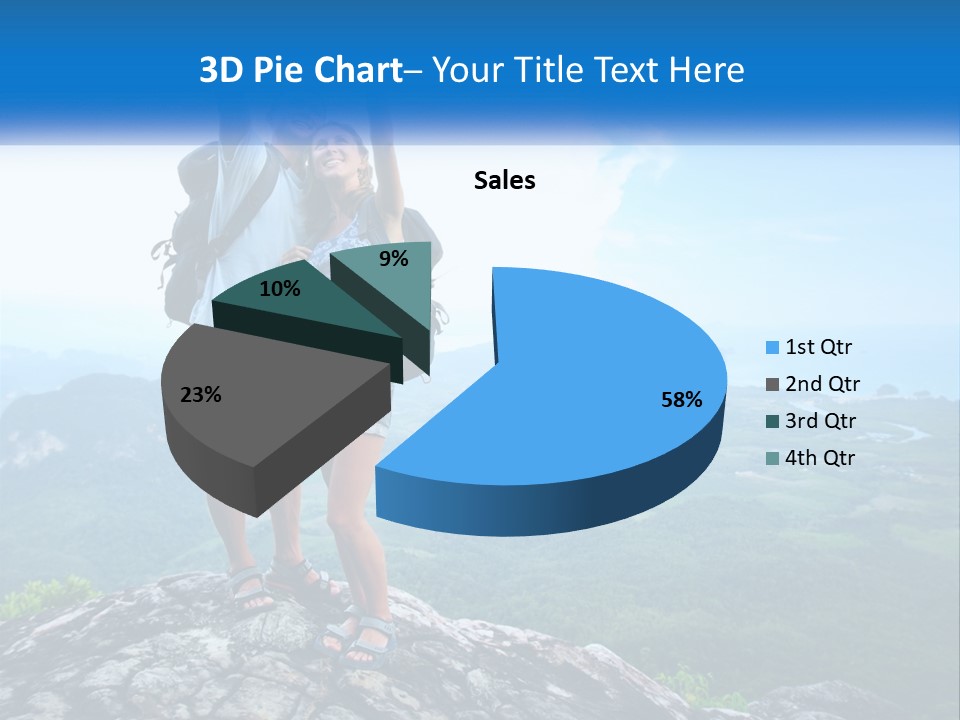 A Couple Of People Standing On Top Of A Mountain PowerPoint Template
