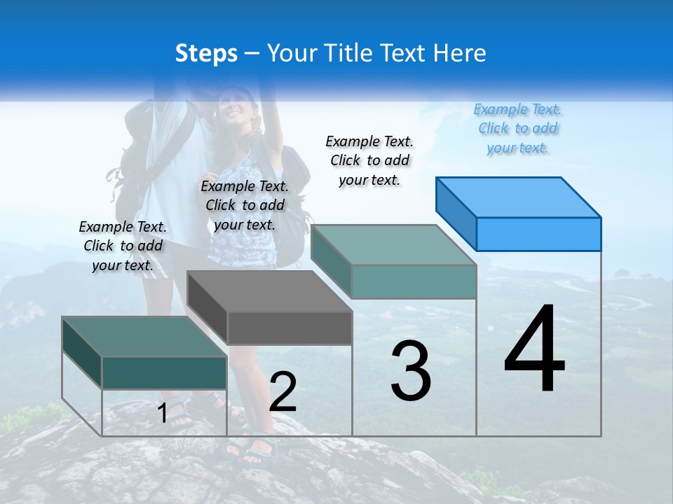 A Couple Of People Standing On Top Of A Mountain PowerPoint Template