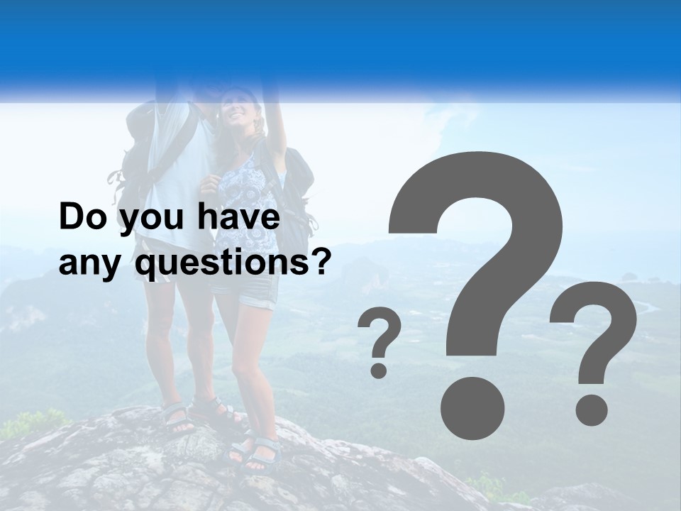 A Couple Of People Standing On Top Of A Mountain PowerPoint Template