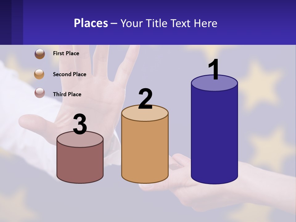 Two Hands Reaching Out Towards Each Other In Front Of A European Flag PowerPoint Template