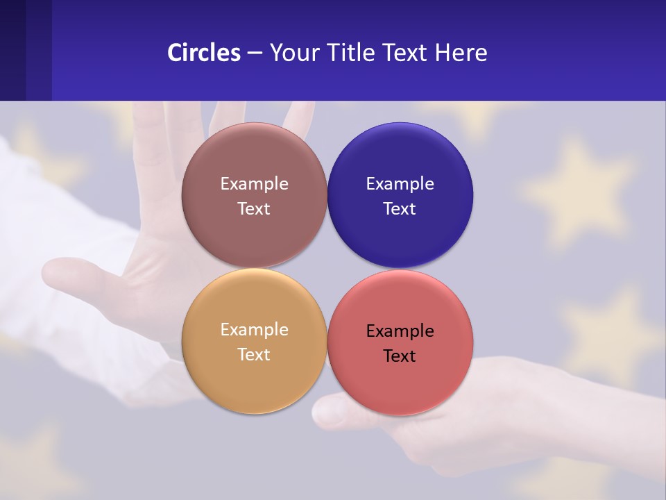 Two Hands Reaching Out Towards Each Other In Front Of A European Flag PowerPoint Template
