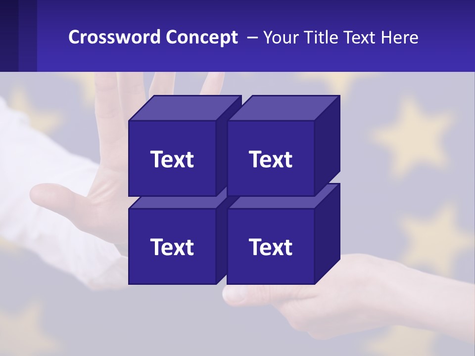 Two Hands Reaching Out Towards Each Other In Front Of A European Flag PowerPoint Template