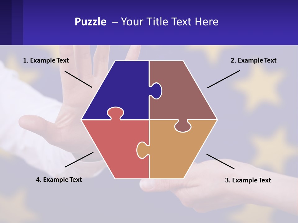 Two Hands Reaching Out Towards Each Other In Front Of A European Flag PowerPoint Template