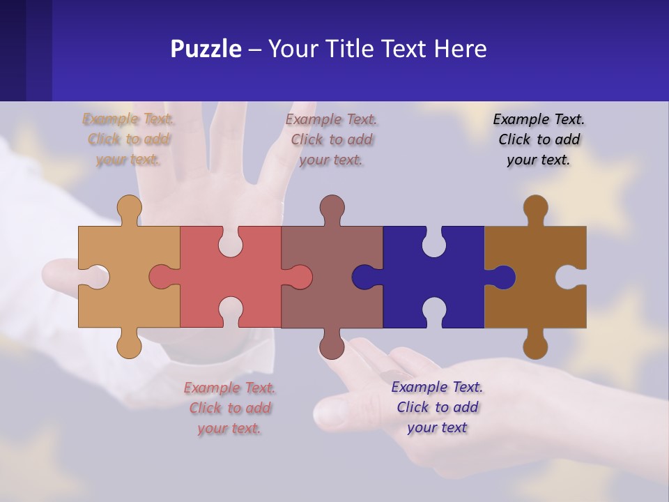 Two Hands Reaching Out Towards Each Other In Front Of A European Flag PowerPoint Template