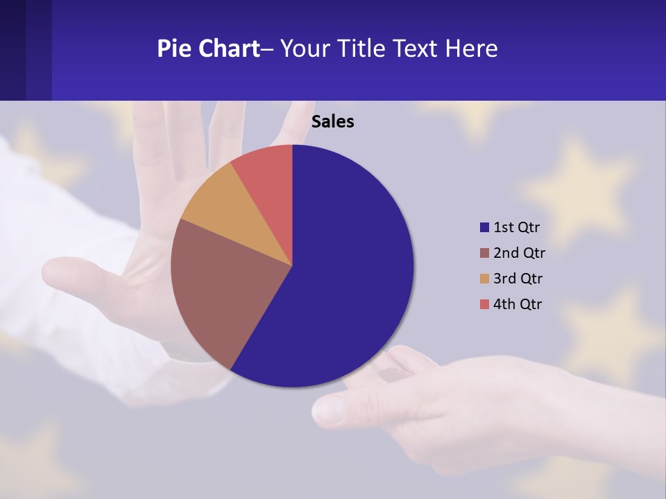 Two Hands Reaching Out Towards Each Other In Front Of A European Flag PowerPoint Template