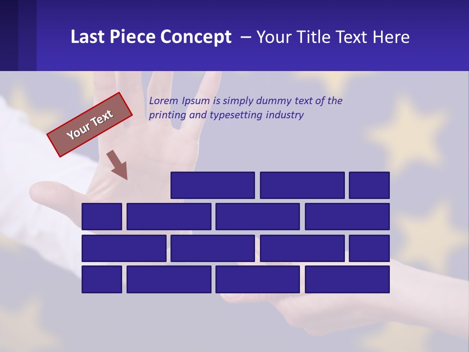 Two Hands Reaching Out Towards Each Other In Front Of A European Flag PowerPoint Template